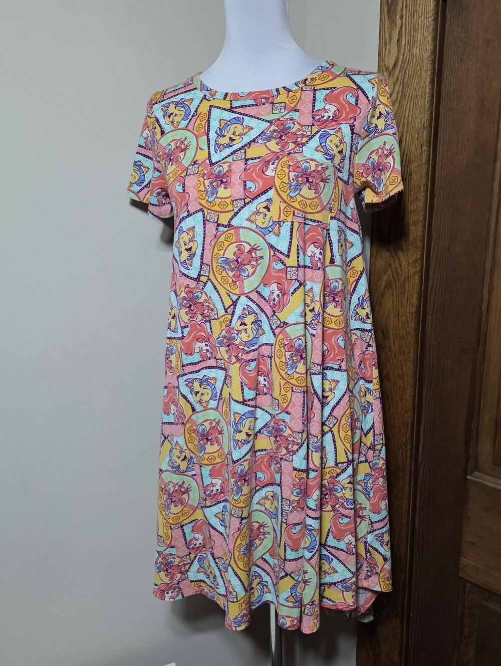 LuLaRoe Carly Dress Disney The Little Mermaid XS Ariel Flounder